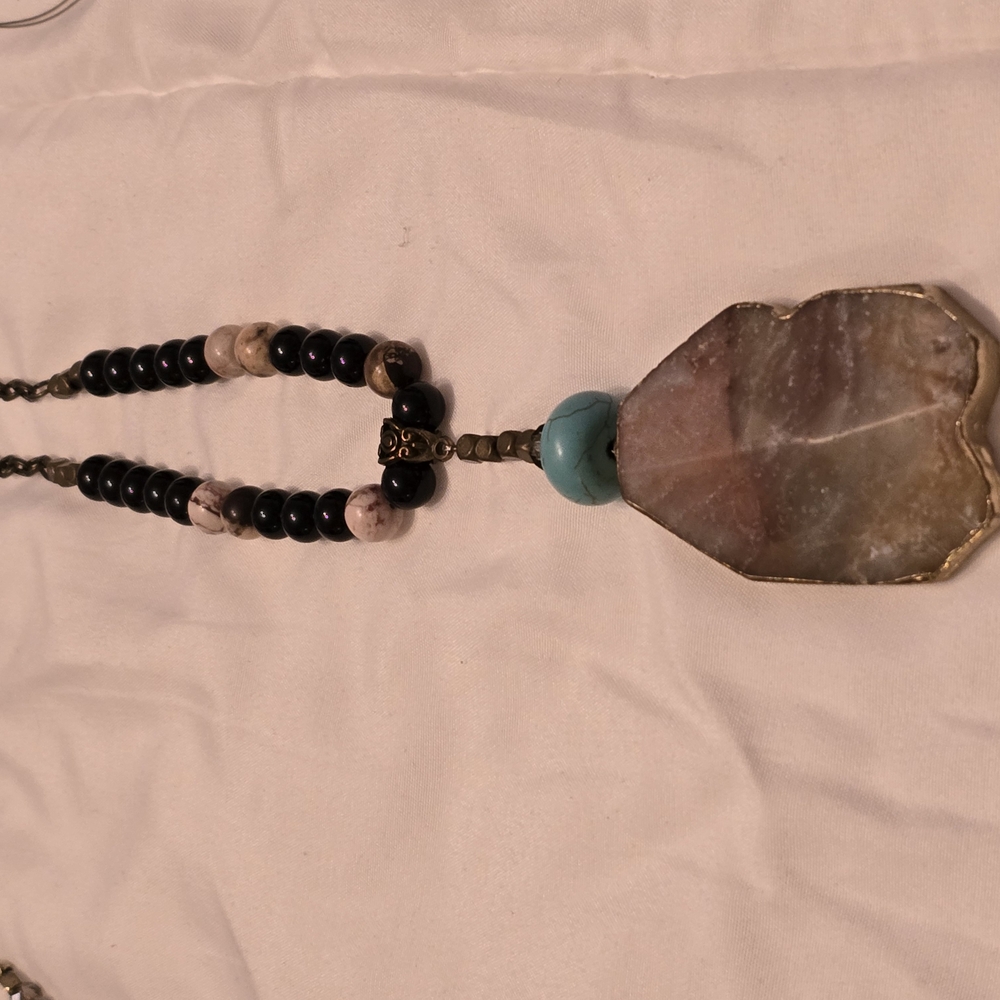 Blue and Black Stone Pendant Necklace